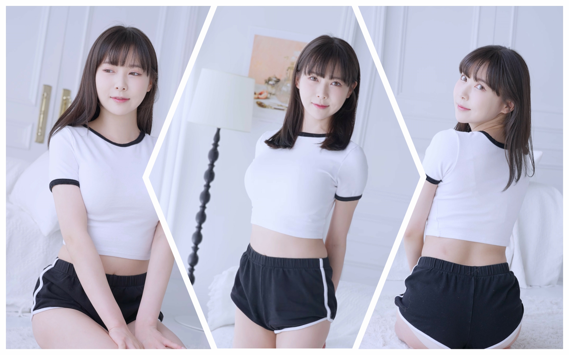 时装模特tsukiu内衣广告片+白色短T套装👗4K原片视频-NOVENDREAM