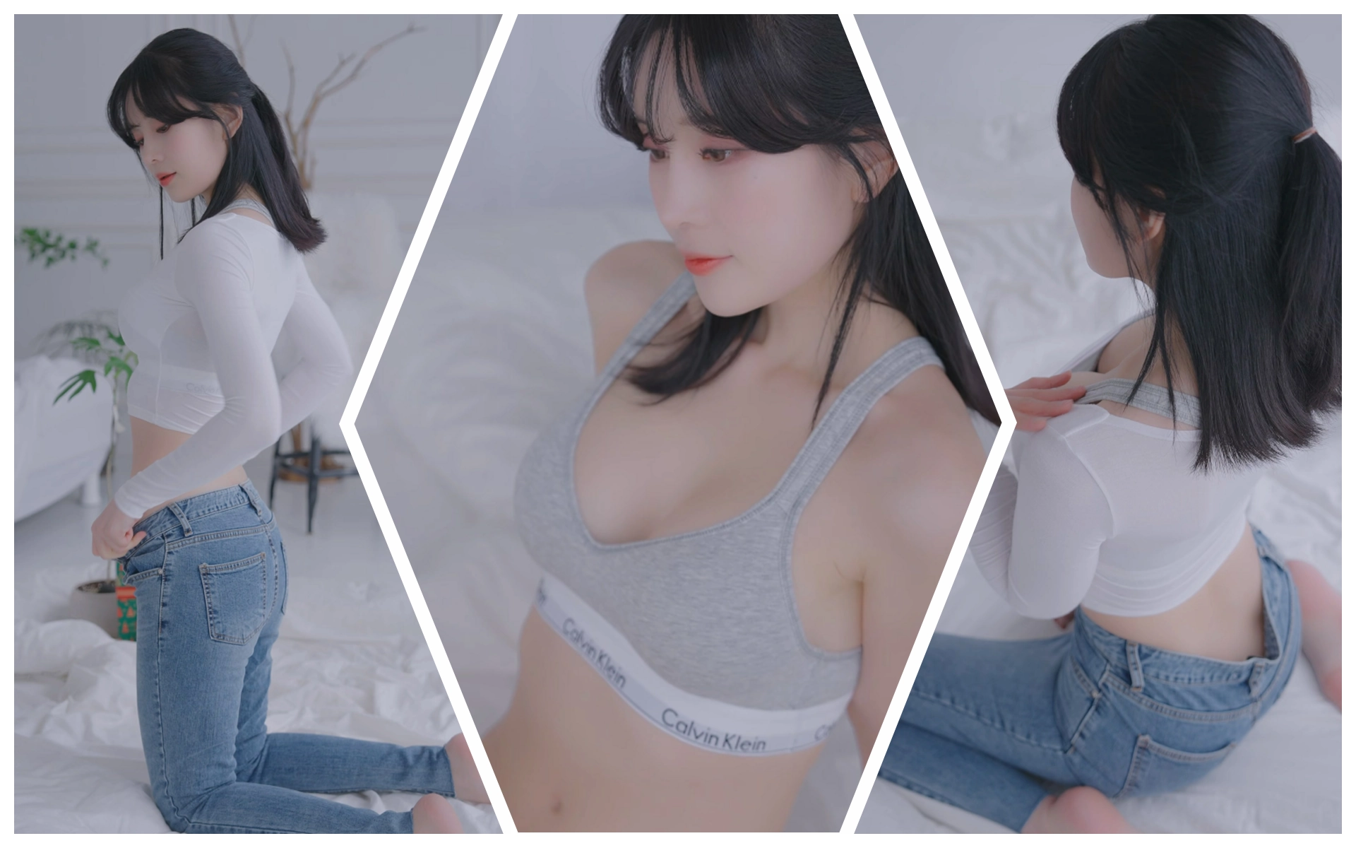 时装模特HeeSol内衣广告片+Calvin Klein牛仔白T👗4K原片-NOVENDREAM